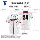 Custom White-Red Button Down Baseball Jersey